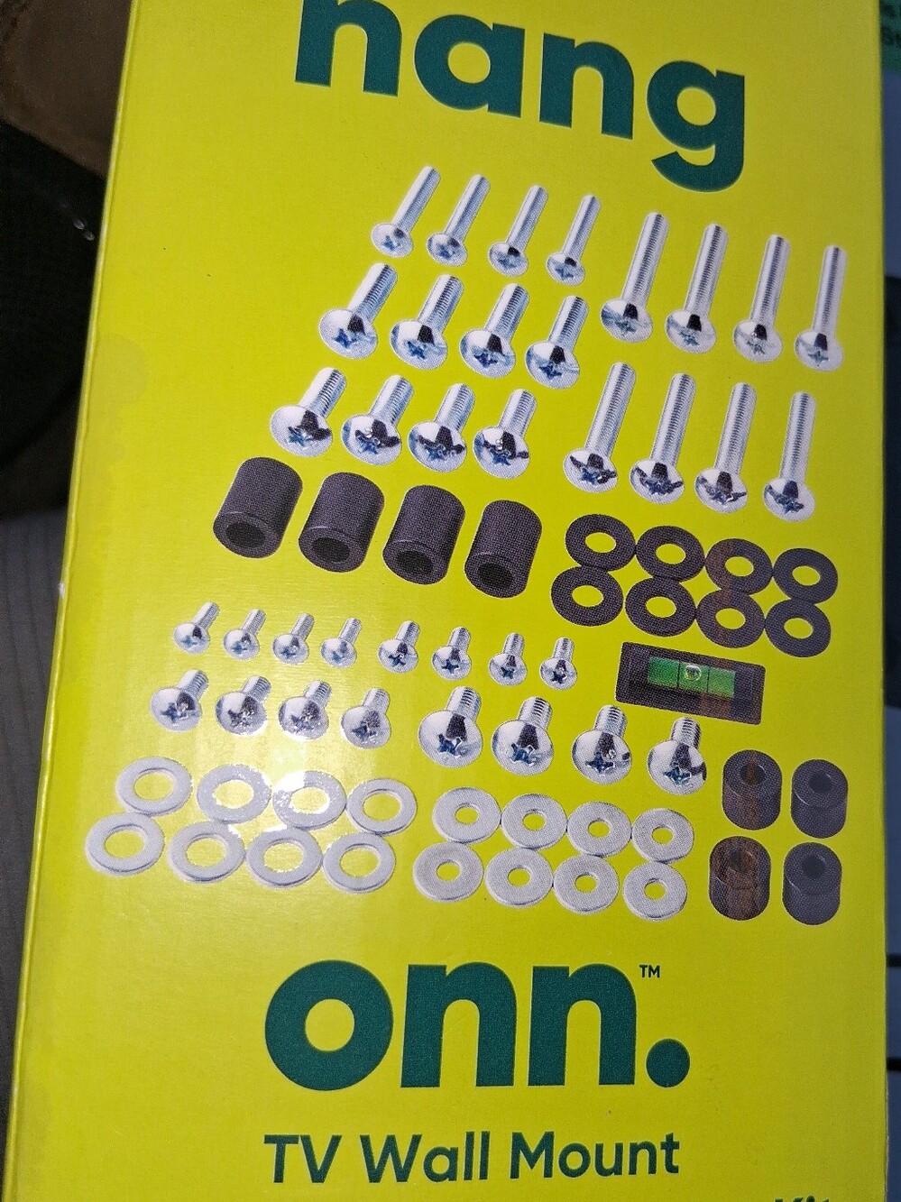 onn. TV Wall Mount Hardware Kit - Yellow Packaging